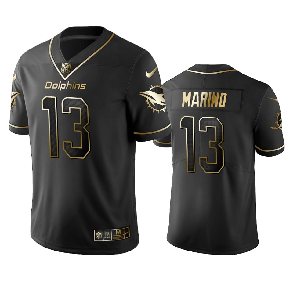 Miami Dolphins #13 Dan Marino Men Stitched NFL Vapor Untouchable Limited Black Golden Jersey->miami dolphins->NFL Jersey